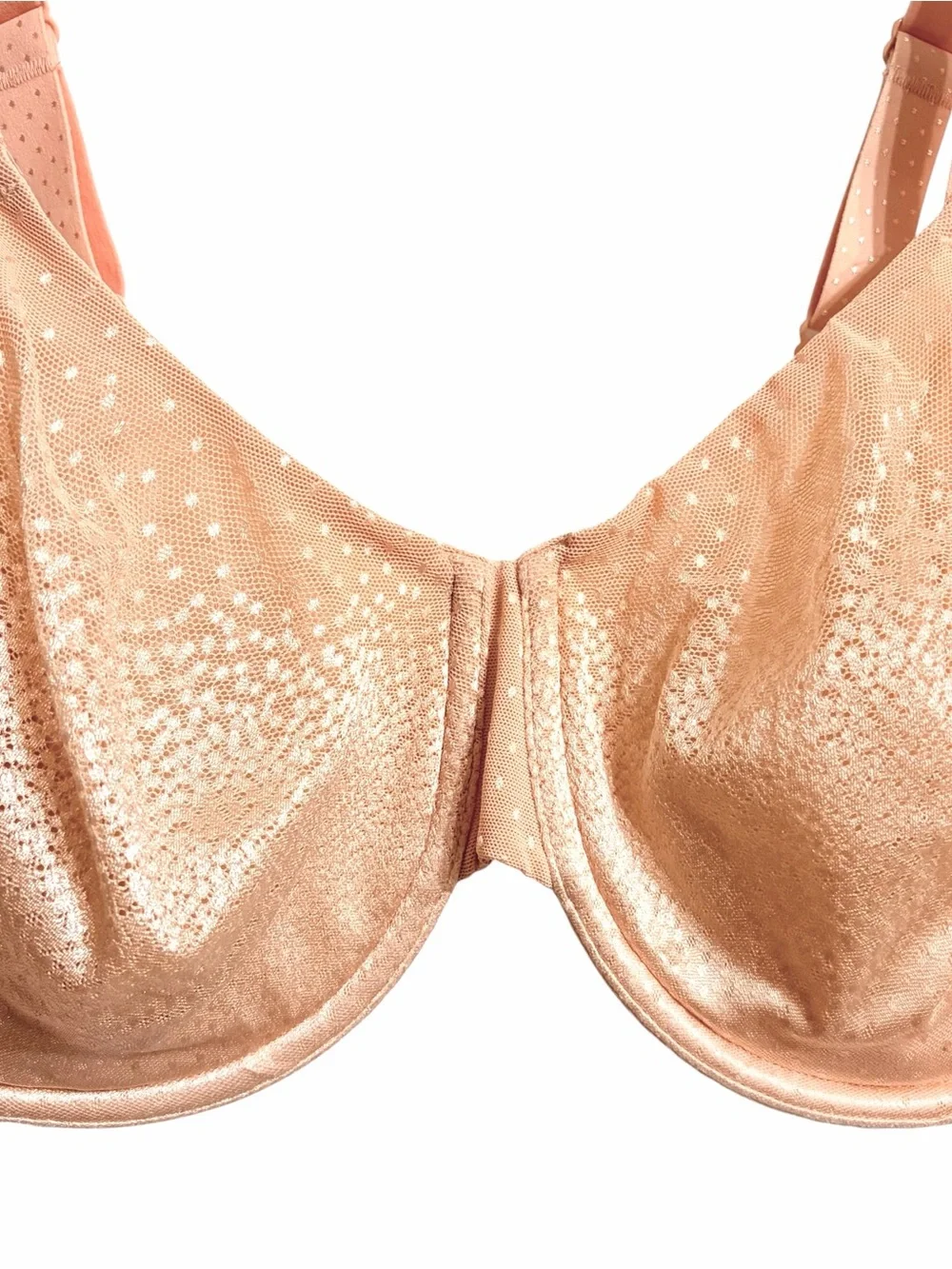 Wacoal Back Appeal Underwire Bra Womens 40D Peach Lightly Lined Lace Breathable
